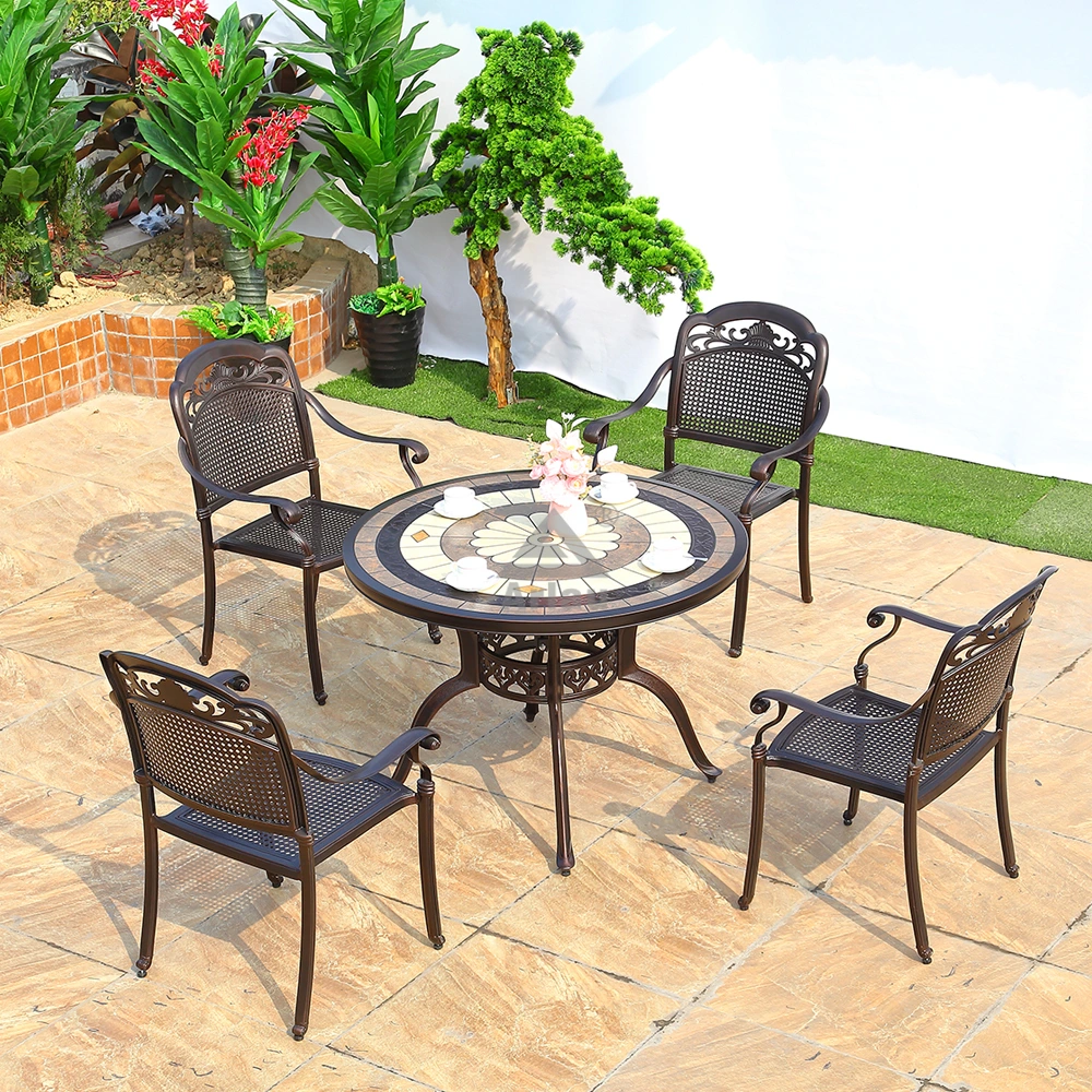 Hot selling garden balcony set cast aluminum table and chairs outdoor waterproof patio restaurant dining table hotel 1