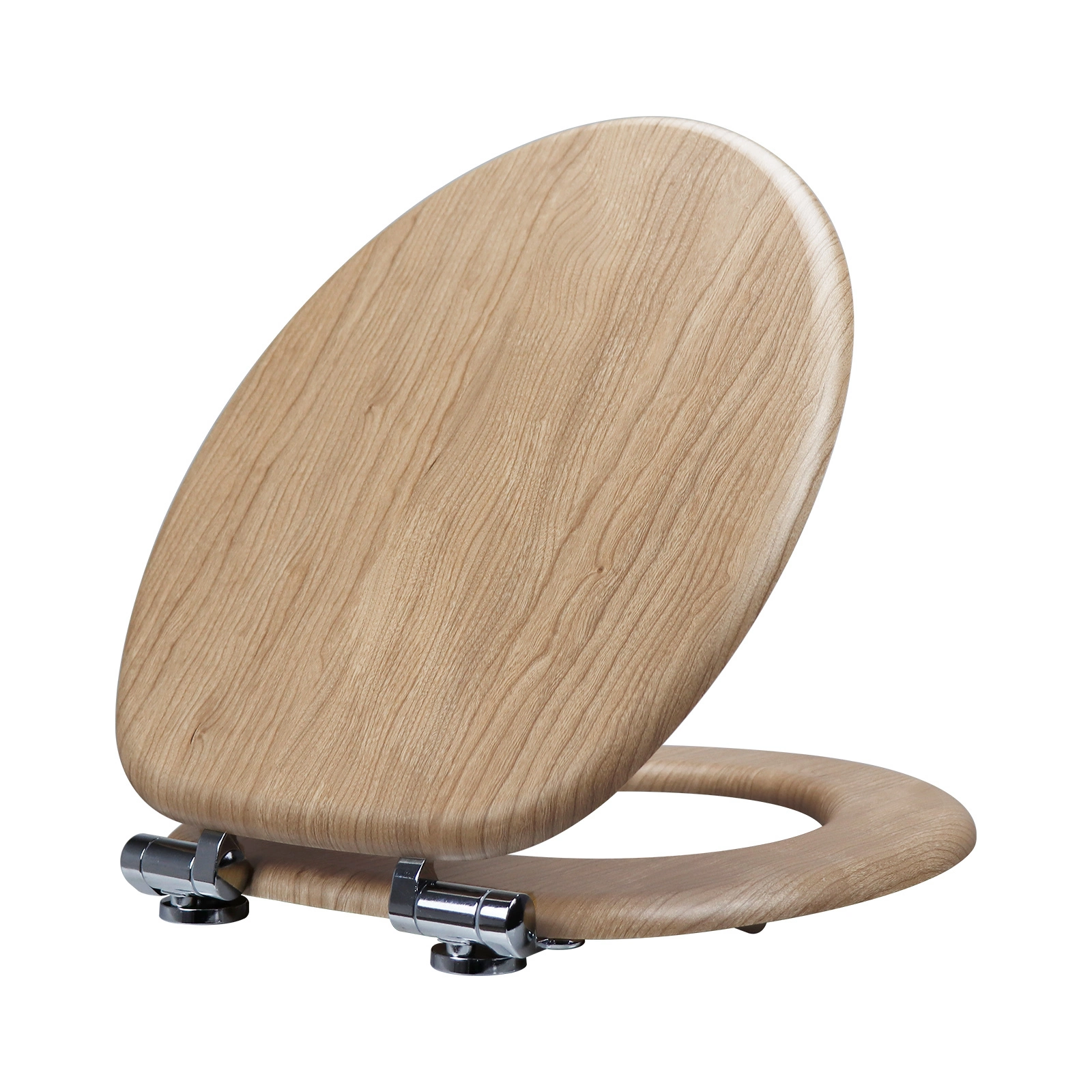 Fanmitrk Golden Silk Yinmao Finish MDF Toilet Seat with Soft-Close Hinges 1
