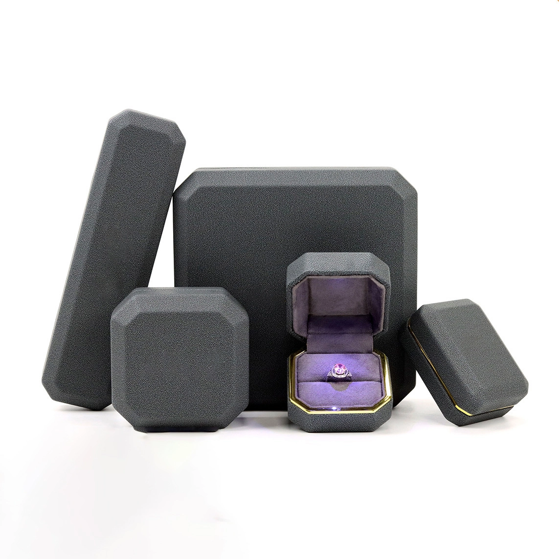 LED PU leather proposal ring necklace bracelet pendant jewelry box 1