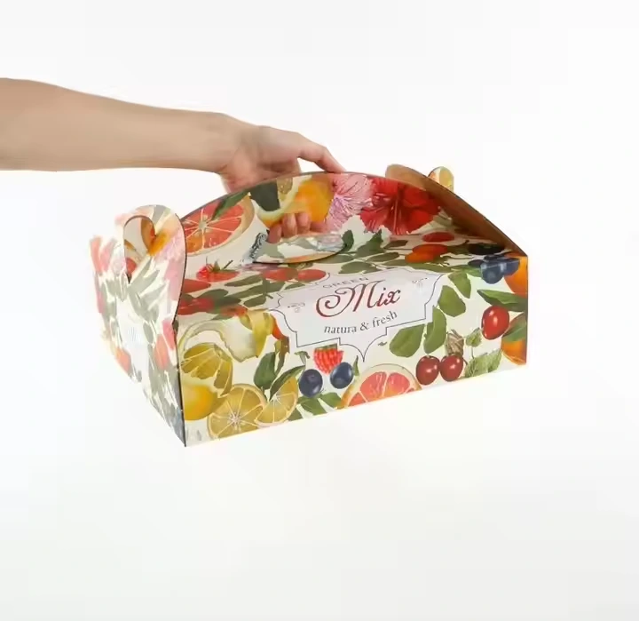 Welm packaging customized fruit and vegetable  box with handle tray cardboard paper 1