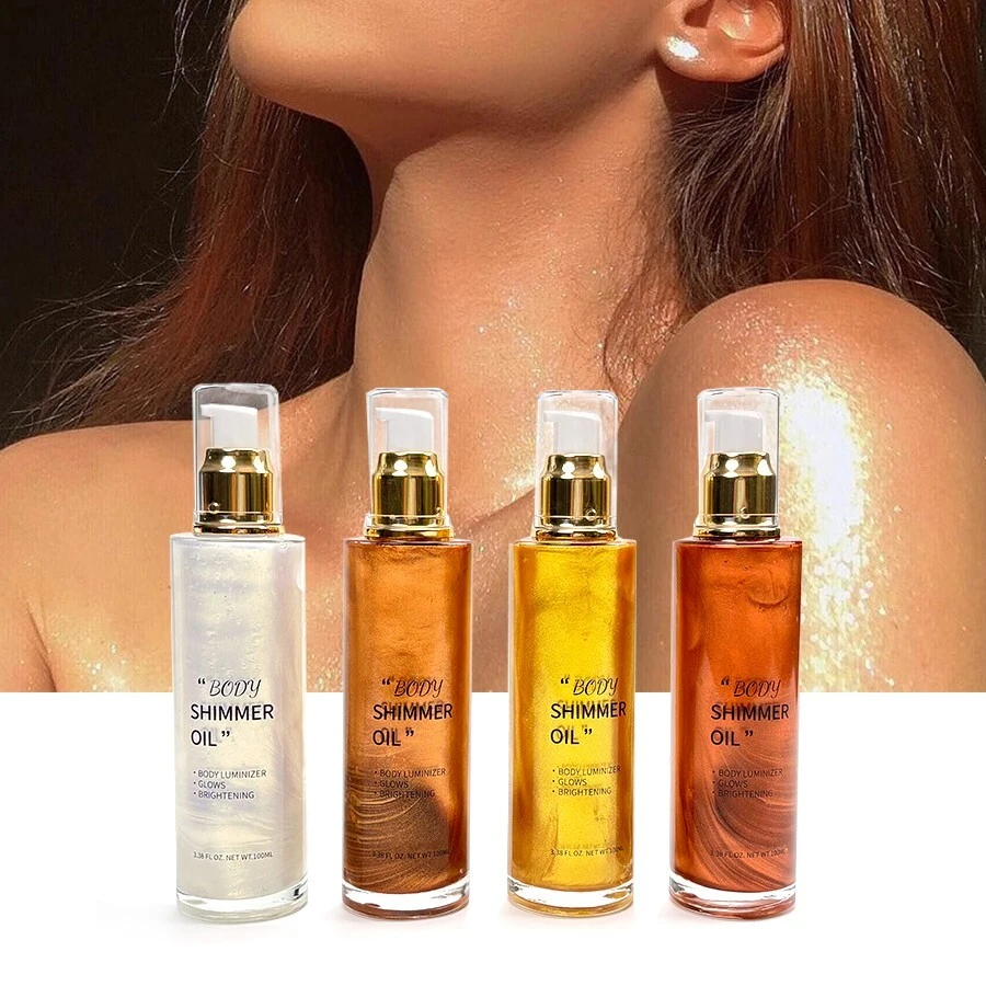 MLM Custom Makeup Organic Waterproof Liquid Body Glitter Face Highlighter Private Label Body Shimmer Oil 1