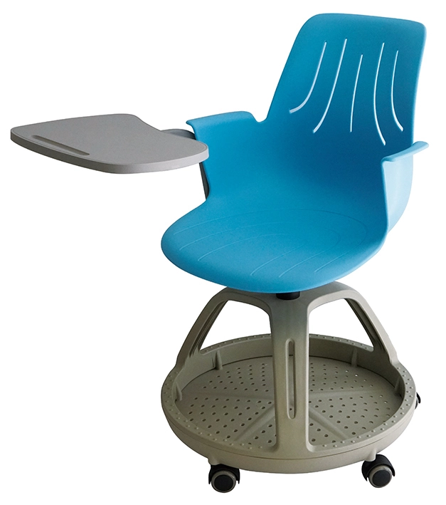 High Quality University Student Chair Swivel Training Chair with Writing Pad and Basket 1