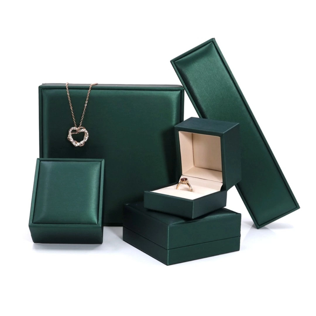 PU leather brushed diamond ring pendant earrings bracelet box jewelry packaging box factory wholesale 1