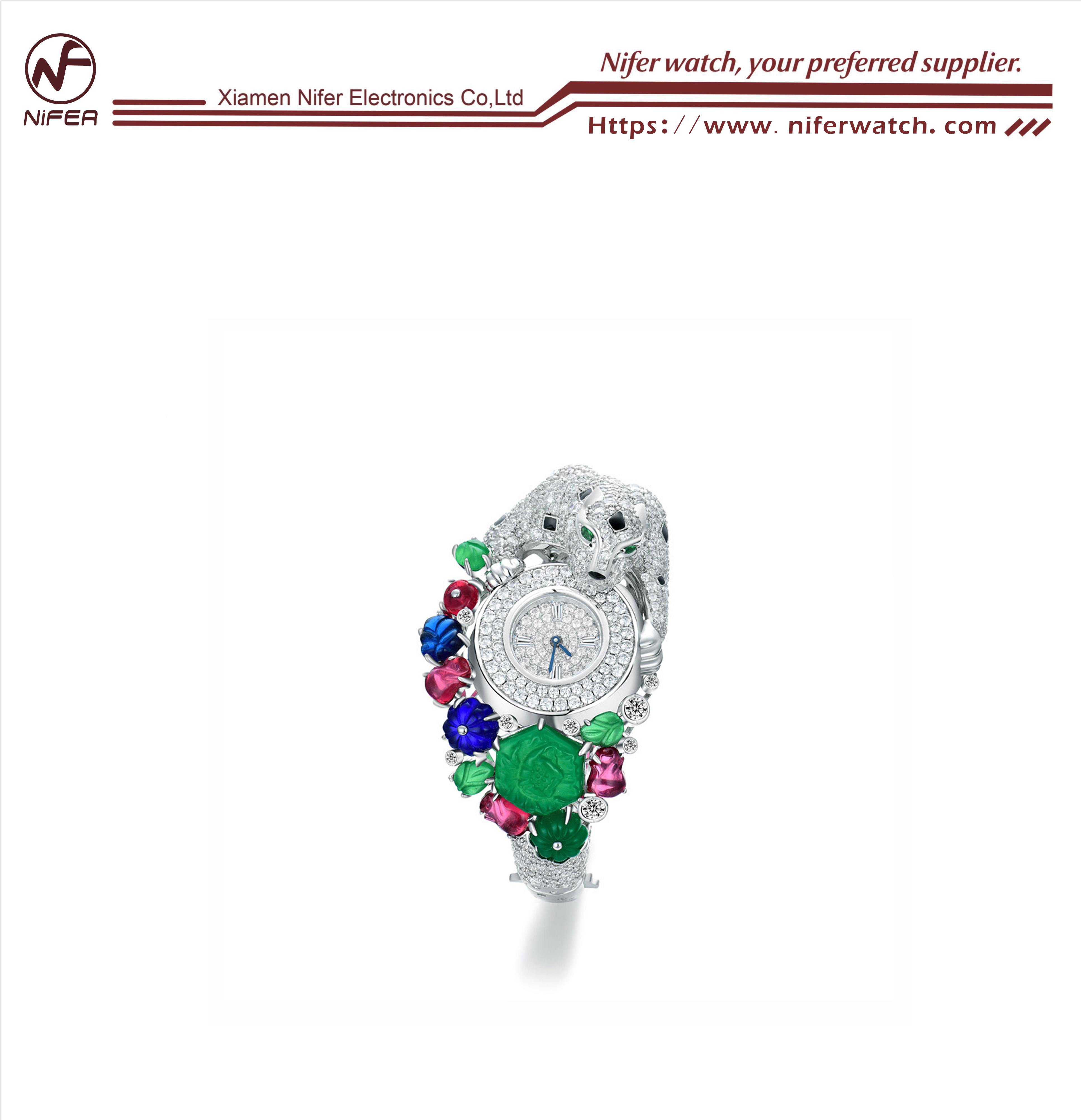 The collision of wild aesthetics and brilliant brilliance of the colored gemstone leopard watch 1