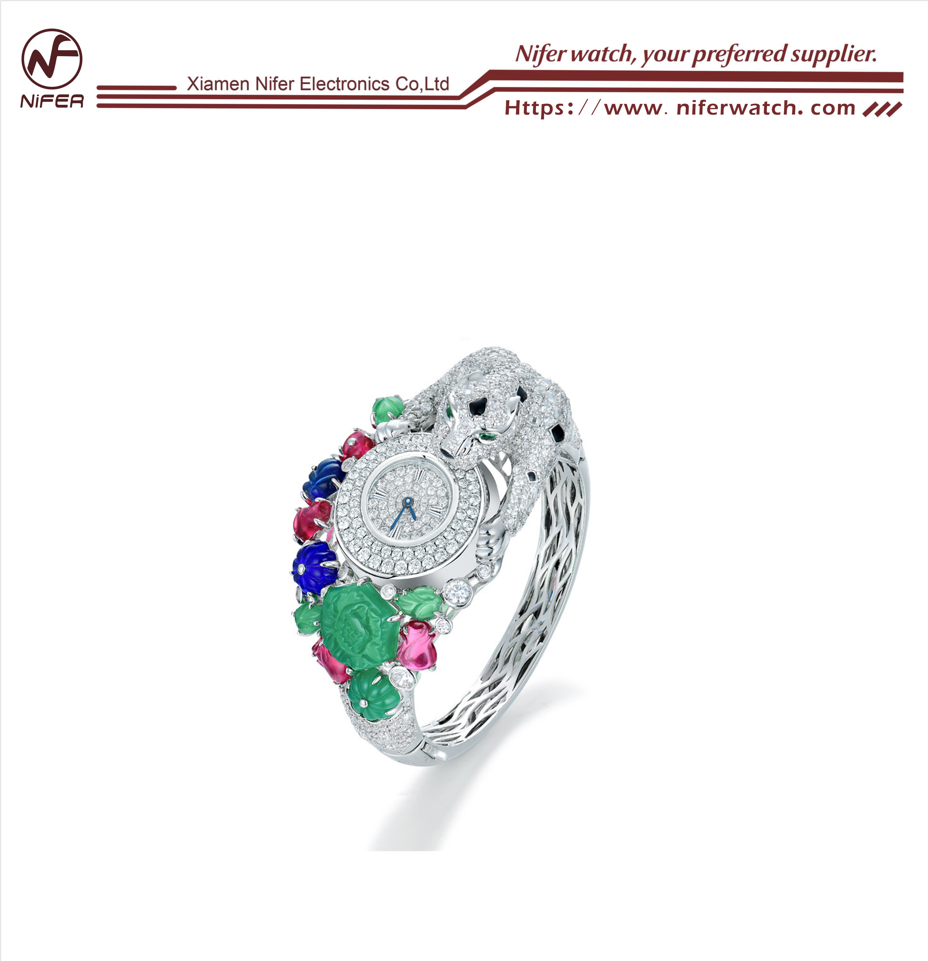 The collision of wild aesthetics and brilliant brilliance of the colored gemstone leopard watch 2