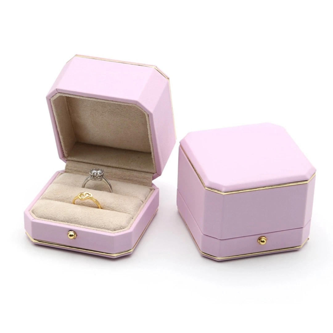 Creative Octagonal PU Leather Pair Ring Necklace Pendant Earrings Bracelet Jewelry Storage Box 1