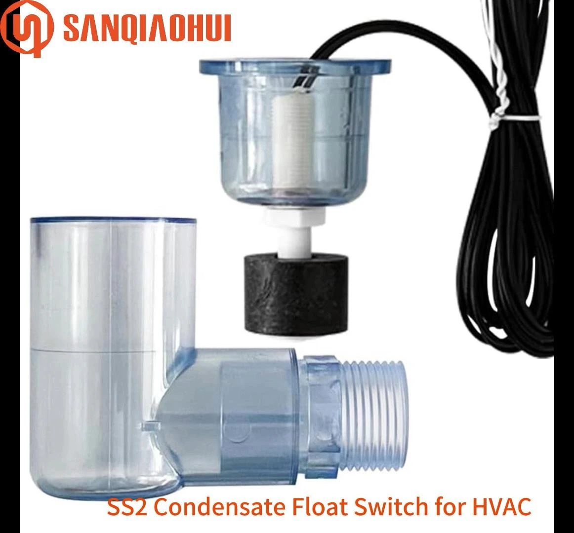 SS2/SS3  Float Switch L Shape Safe-T-Switch for HVAC Drain Pan Condensate Outlet, AC Pan Float Switch Detects Clogged AC Condensate Drain and Shut Off System 1
