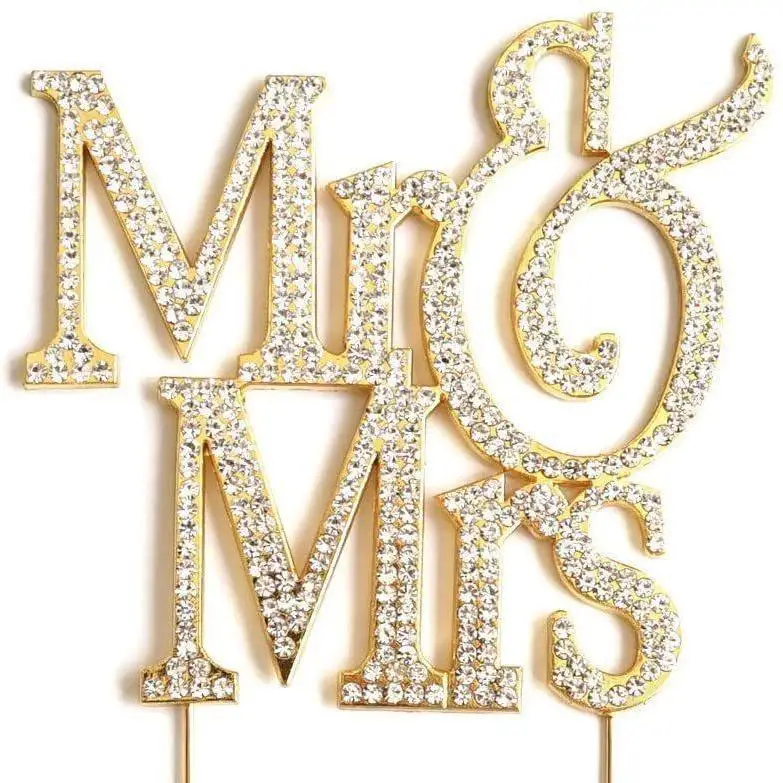 Magic Lights Gold MR and MRS Wedding Metal Cake Topper 1