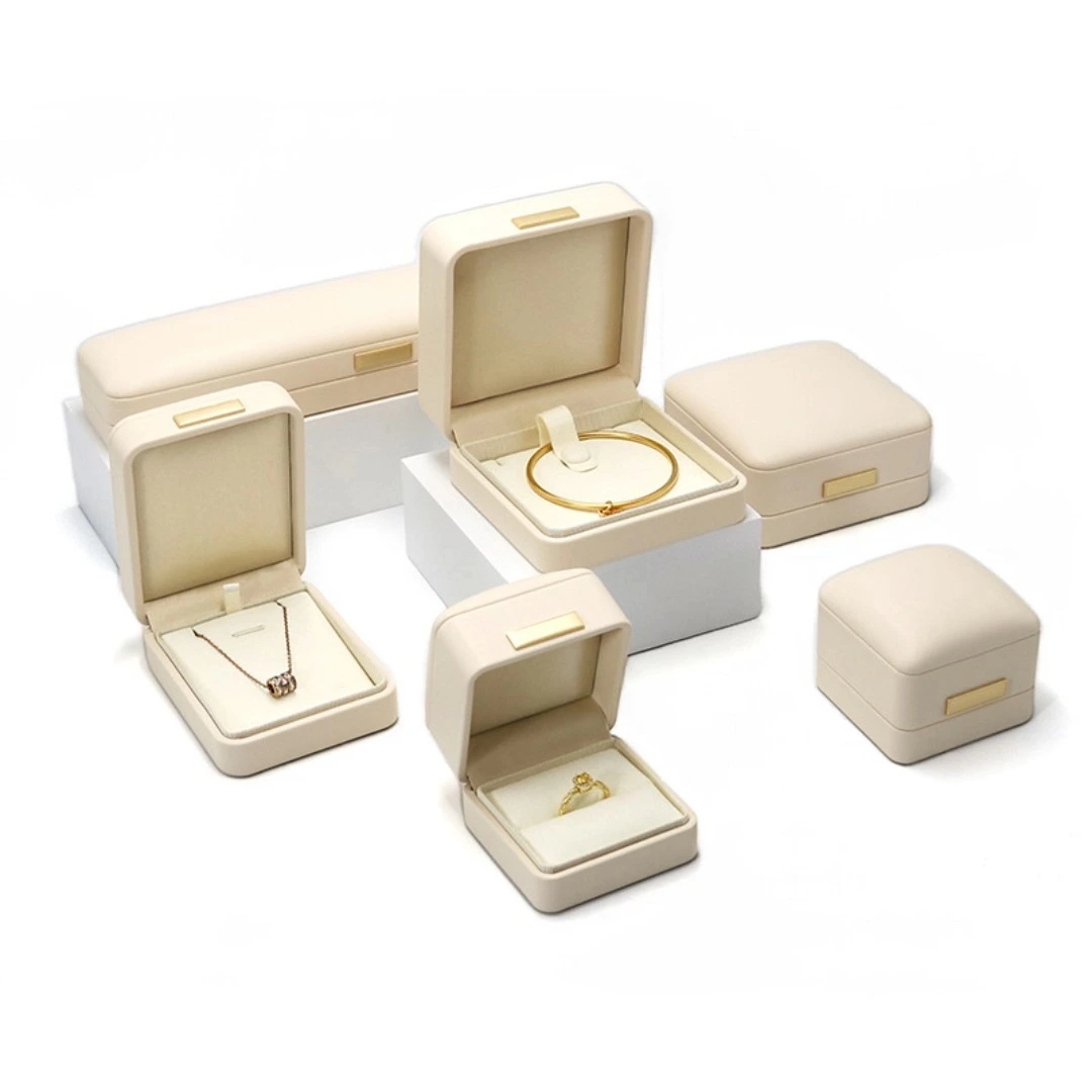 Light luxury PU leather microfiber jewelry box ring earrings pendant bracelet long chain jewelry gift box 1