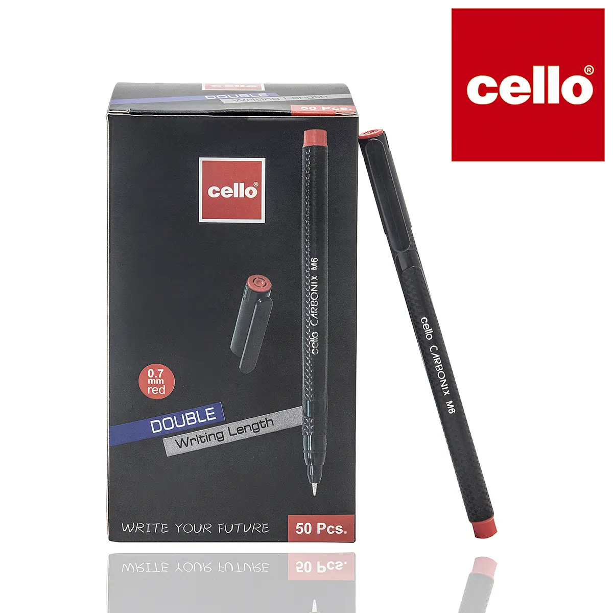 Stylo à huile moyen LUVA CELLO-M6-RED 0,7 mm, 50 pièces 1