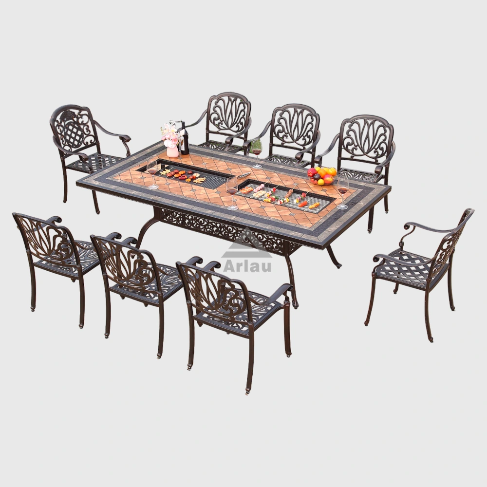 Wholesale Patio Set Cast Aluminum Furniture Outdoor Terrace Tile Table and Chairs 1
