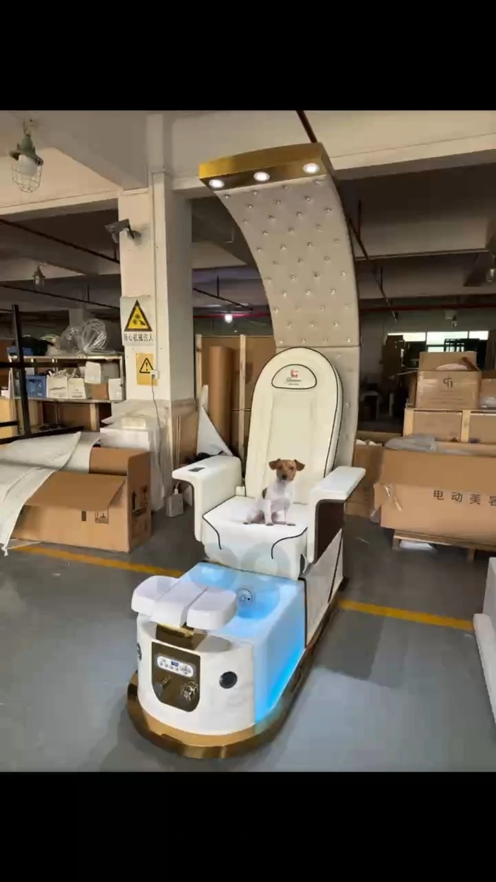 Fauteuil de pédicure électrique de luxe en cuir anti-acétone personnalisable pour salon de manucure et de pédicure 1