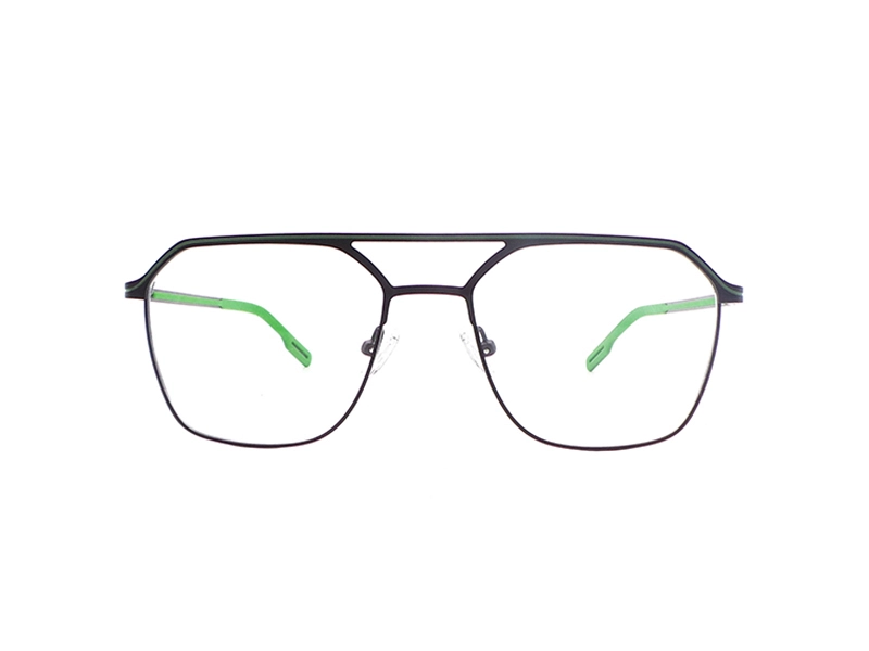 QUICK WONDER Men's Dual Bridge Metal Frame – Painted Line and Rubber Temples P-RS90142 1
