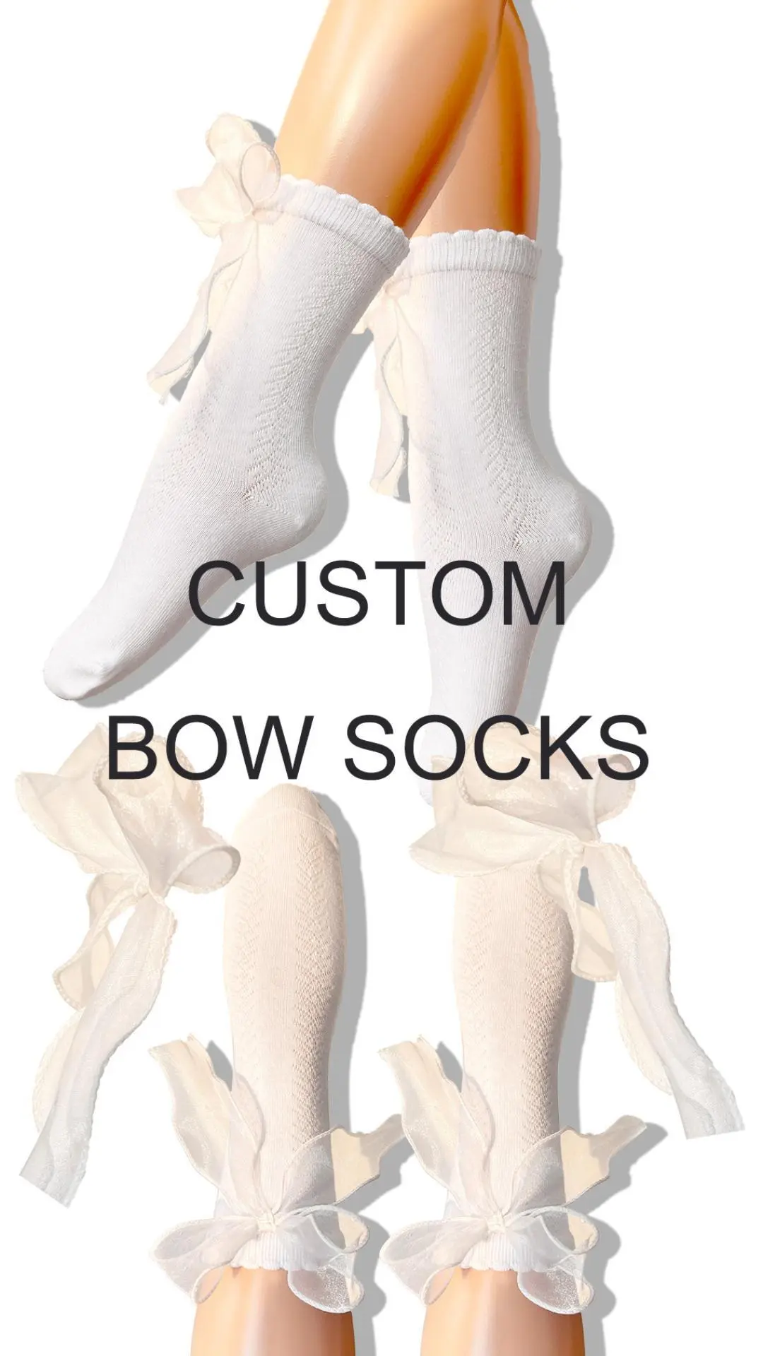Custom Children Baby Bow Knitting Socks Custom Color Size Breathable for Spring Summer Comfortable Wear HYC-076 1