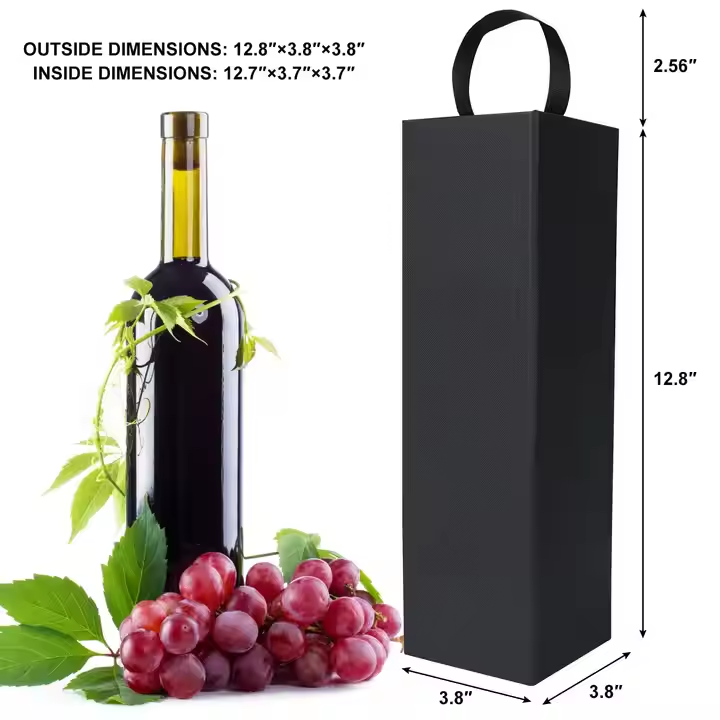 Black Magnetic Collapsible Wine Gift Box Champagne Liquor Wedding Party Packaging 3