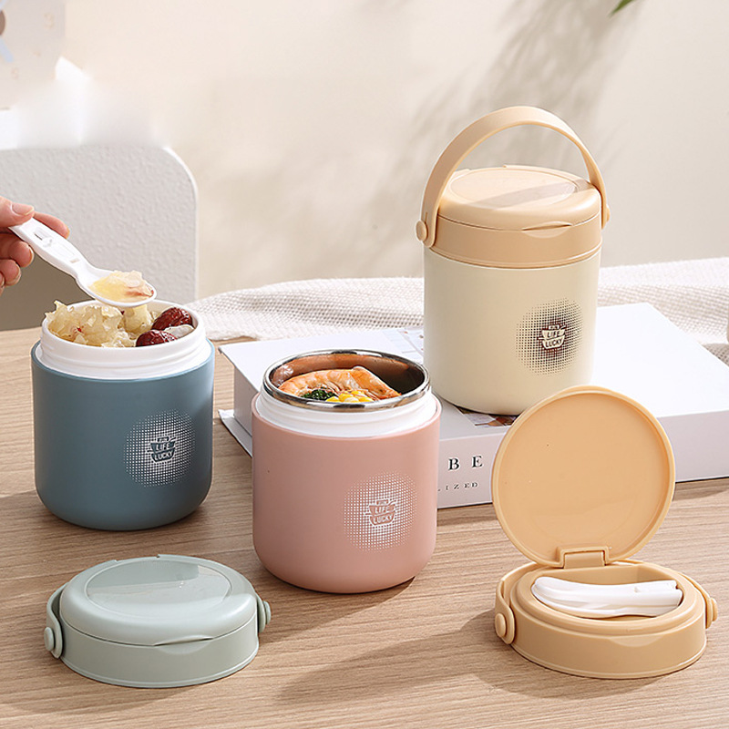 INS Japanese 304 Stainless Steel/PP Soup Cup, Portable Breakfast Cup for Students and Office Workers 1