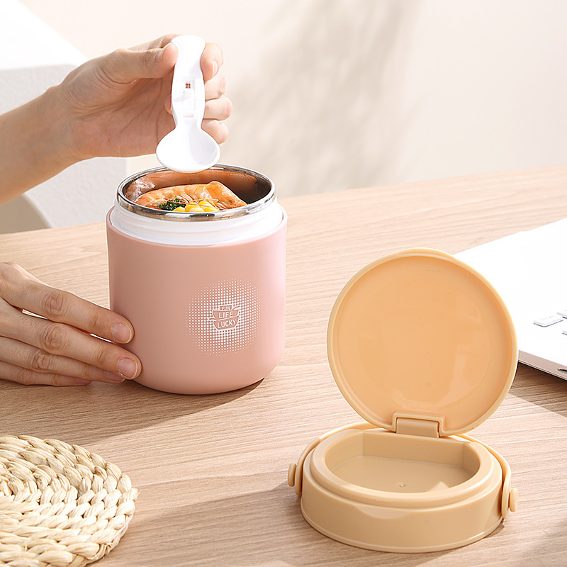 INS Japanese 304 Stainless Steel/PP Soup Cup, Portable Breakfast Cup for Students and Office Workers 2