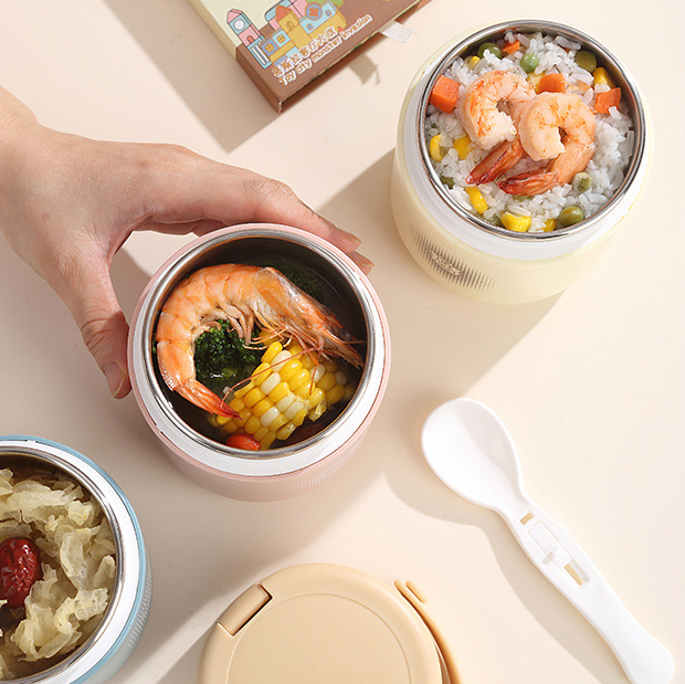INS Japanese 304 Stainless Steel/PP Soup Cup, Portable Breakfast Cup for Students and Office Workers 3