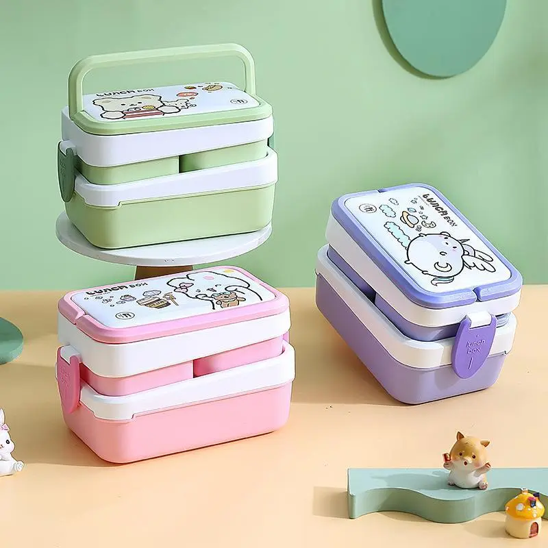 Cartoon Double-layer Lunch Box, Student Specific Portable Lunch Box 1