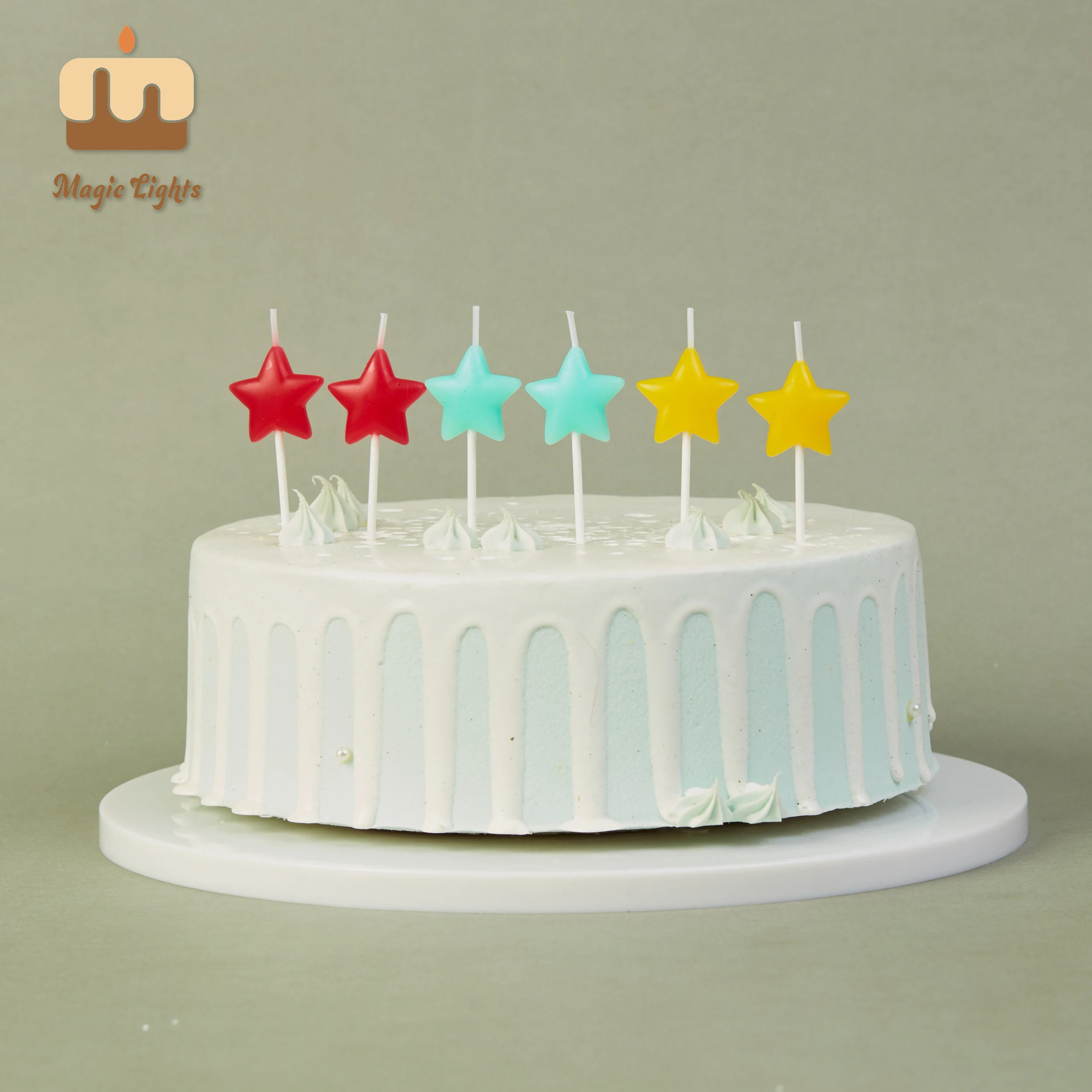Magic Lights 6pcs Mixed Colors Star Candles for Birthday Cakes 1
