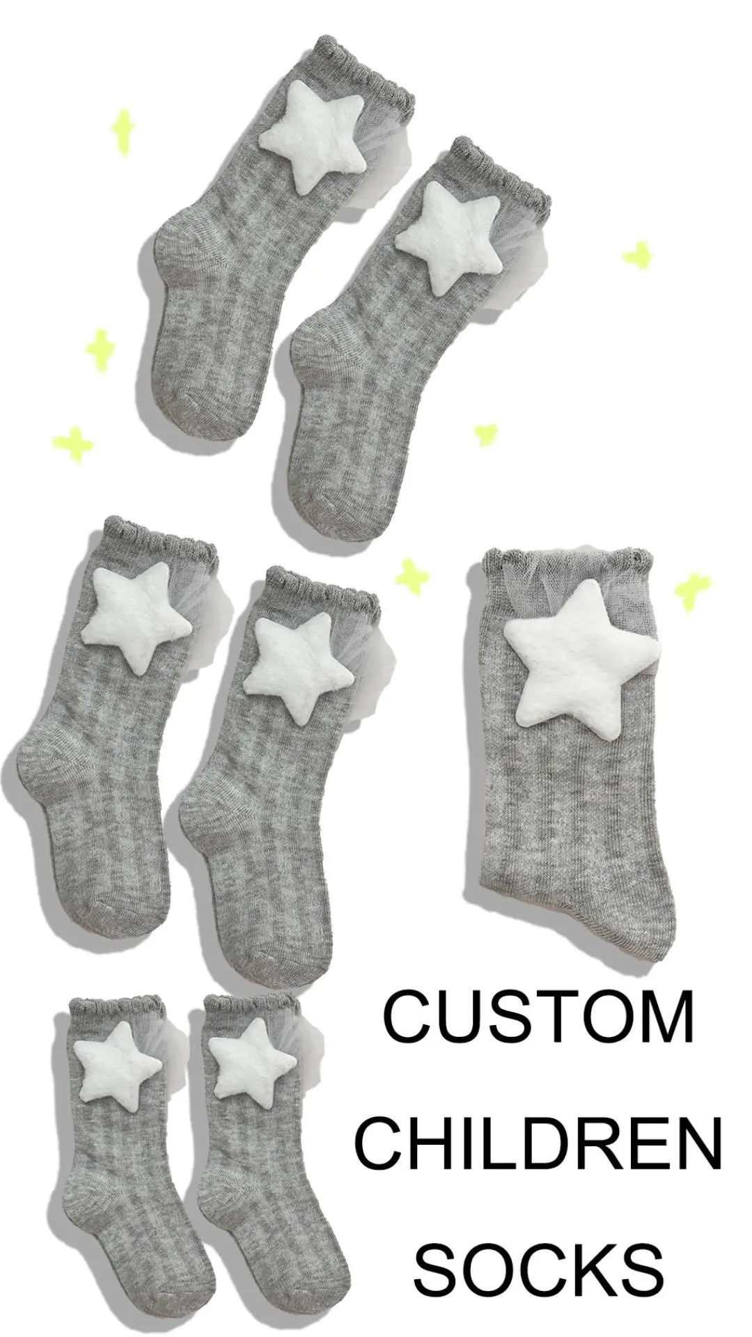 Custom Children's Knitting Socks Breathable Cotton for Summer with Star Lace Decoration for Toddlers HYC-081 1