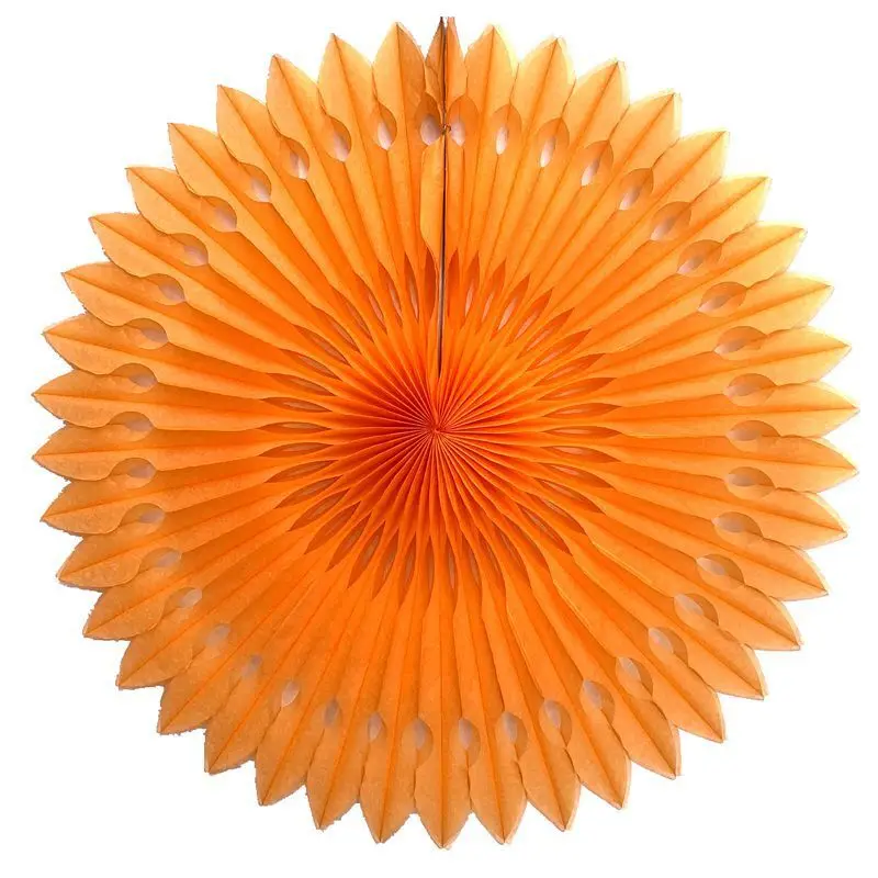 Magic Lights Orange Hanging Paper Fans Birthday Paper Decoration for Wedding Graduation Events 1