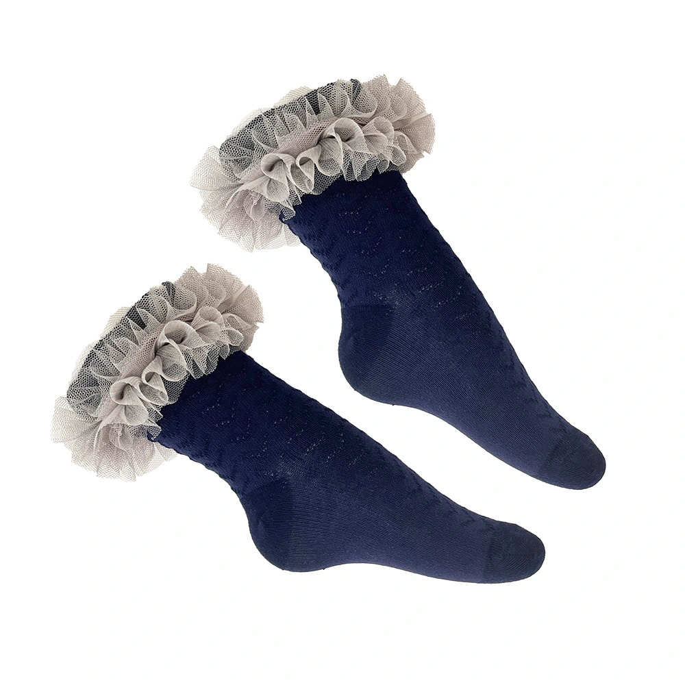 Custom Designed Breathable Lace Ruffled Knitting Socks for Kids Cute Summer Spring Toddler Socks for Dress Wear HYC-082 1