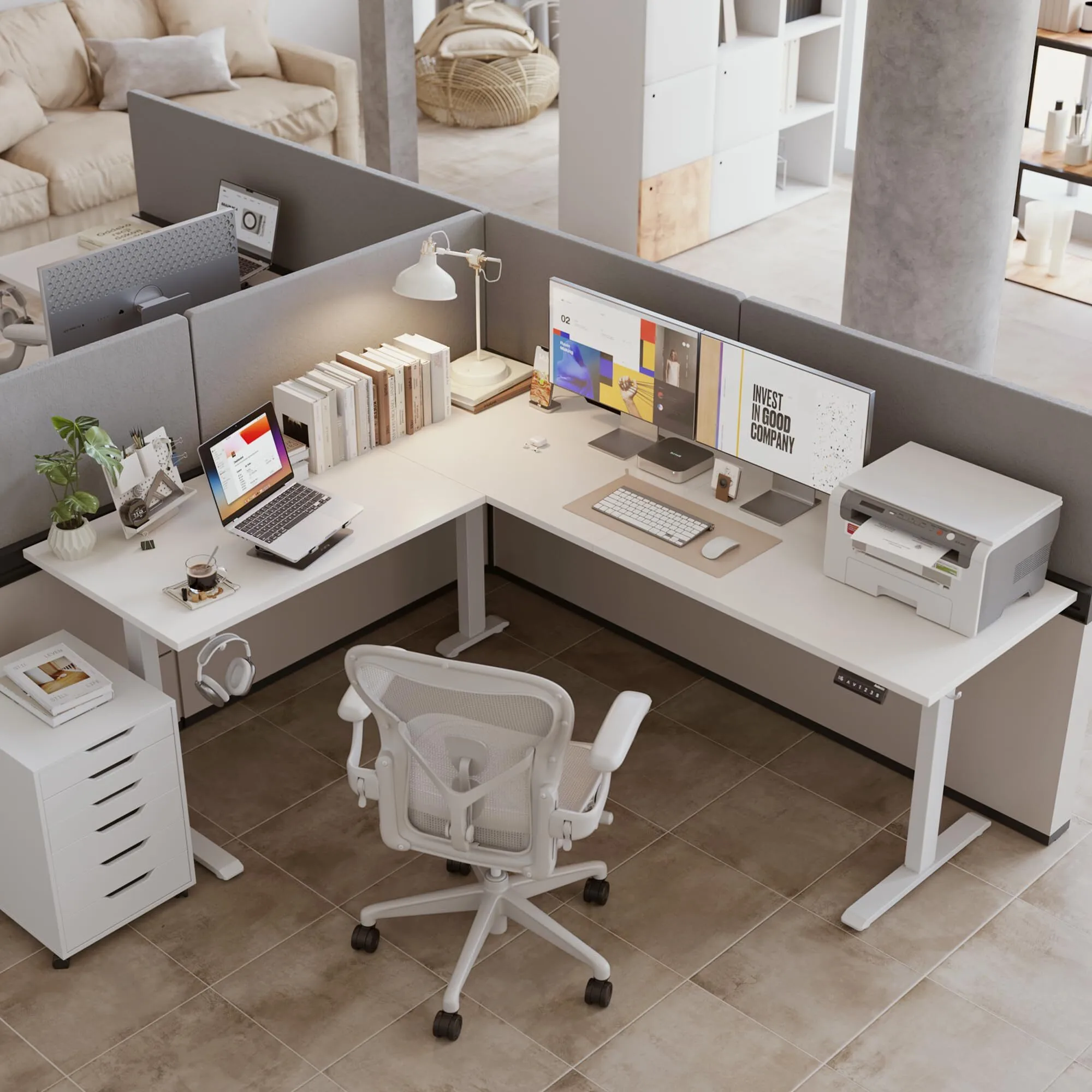 Combohome L-Shaped Standing Desk Adjustable Height, Electric Corner Standing Desk, Sit Stand Up 1