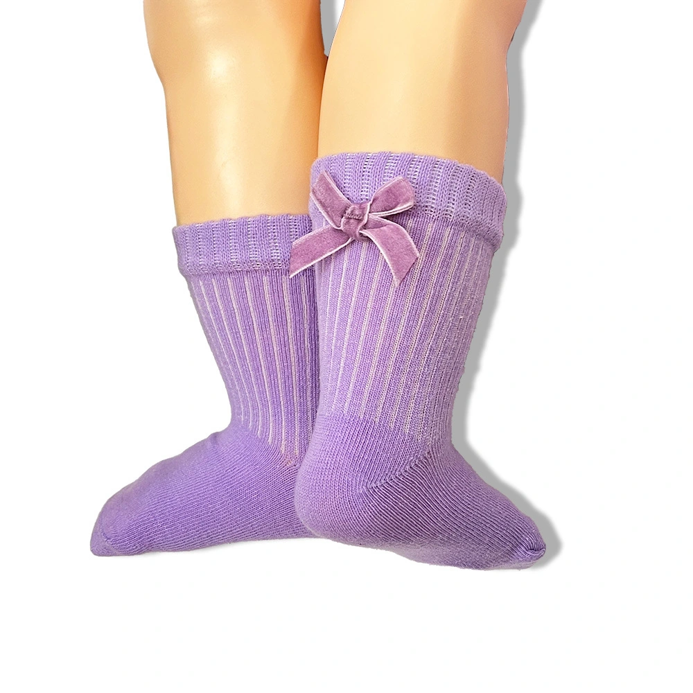 High Quality Cotton Crew Socks for Children Custom Baby Bow Knitting Socks Breathable and Comfortable Wear HYC-086 1