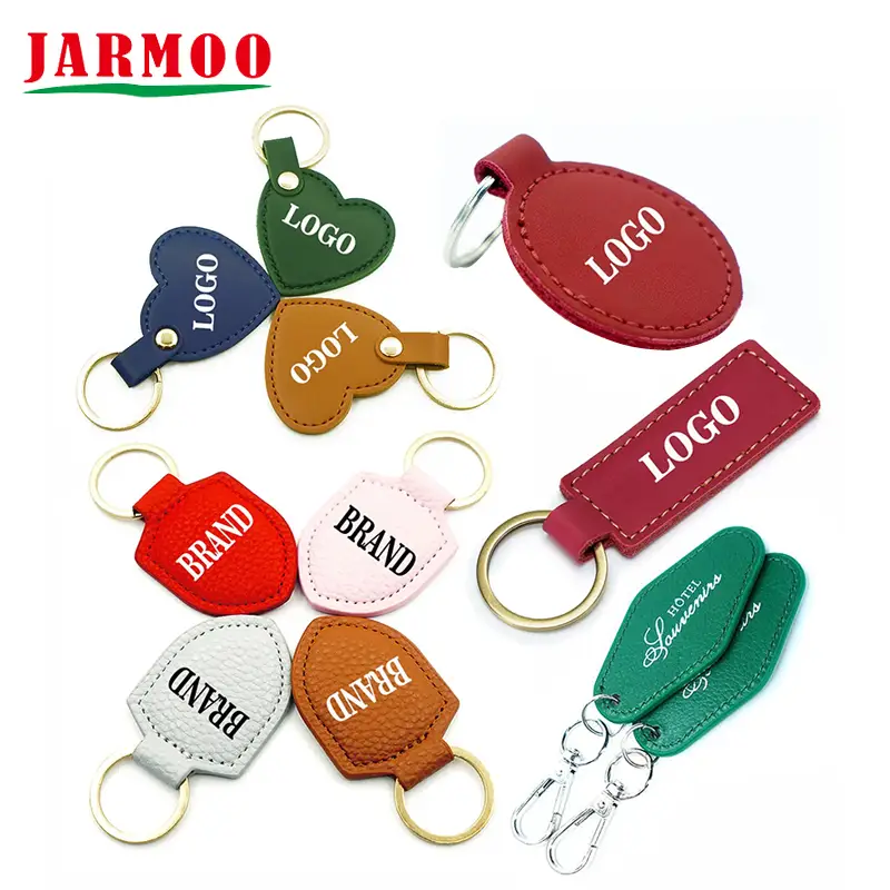 Custom Logo Embossed Leather Keychain Promotional Carabiner & Keychain 1
