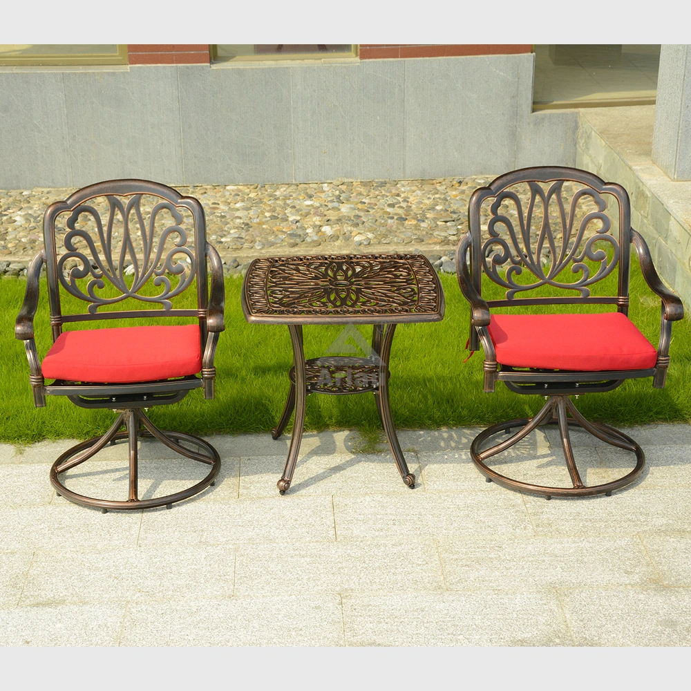Custom outdoor patio furniture three piece cast aluminum bistro set 1