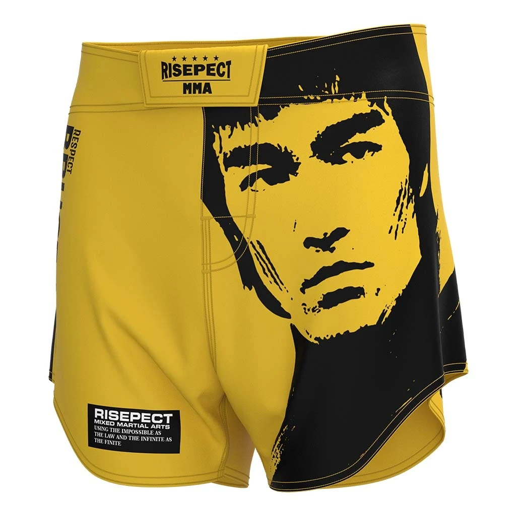Bruce Lee Pattern MMA Shorts, Durable Quick Dry,Essential of Martial Arts Master 1