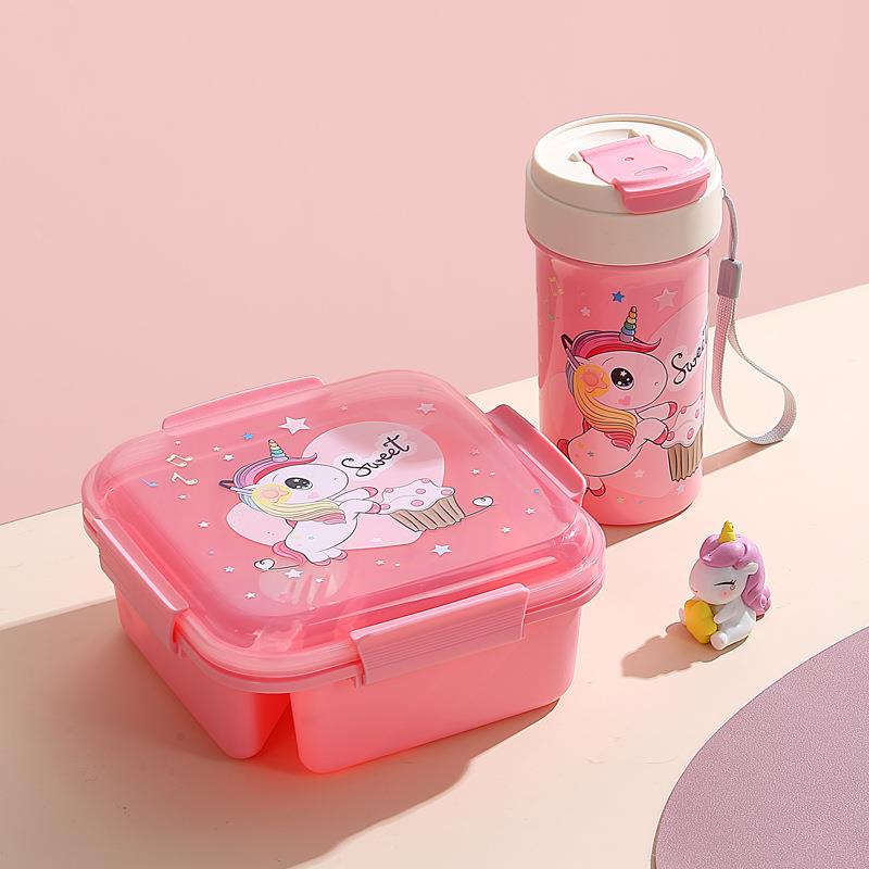 HongXing Lunch Box Microwave Safe, Cartoon 2 Compartments Children's Bento Lunch Box 6