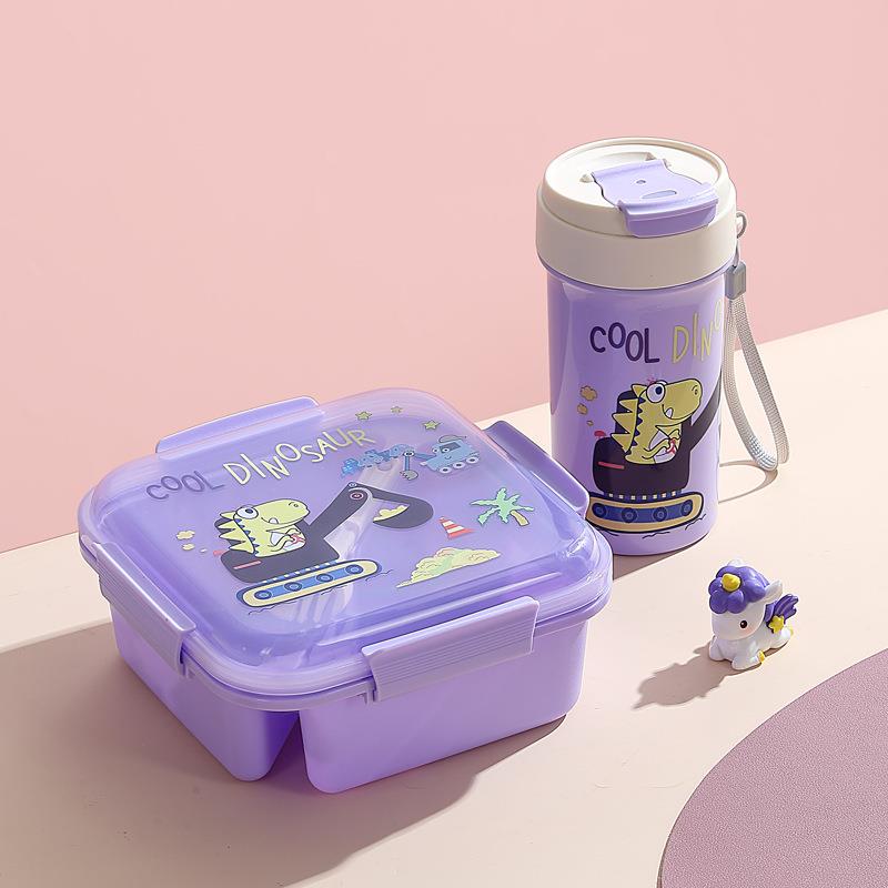 HongXing Lunch Box Microwave Safe, Cartoon 2 Compartments Children's Bento Lunch Box 5