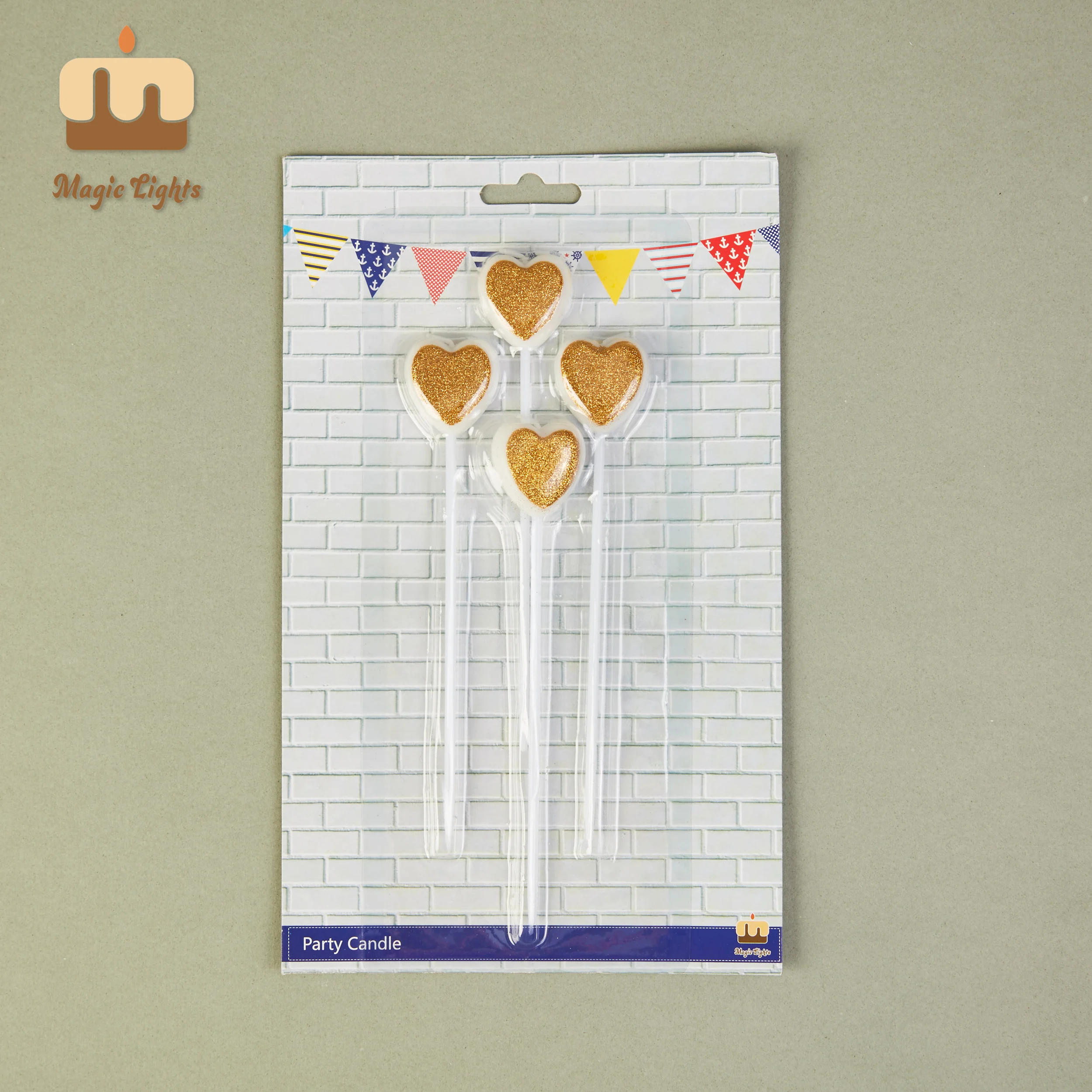 Luci magiche oro glitter cuore candele 4pk per torte 1