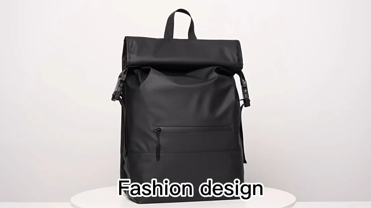 ファッションブラックカラービニールラップトップバックパック 1