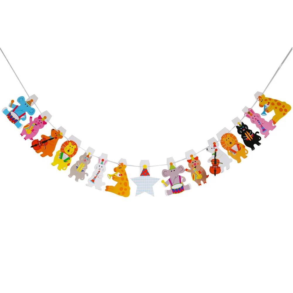 Magic Lights Concert Animal Hanging Colorful Paper Banner para meninos meninas Babys Kids Funfair Carnavals Acessórios Supplies 1