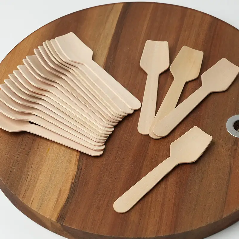 Llwy Iâ Mini Llwy Pren Parti Priodas Pren Llestri bwrdd bwrdd pren Pwdin pren Offeryn Cegin Llwy Blasu 1