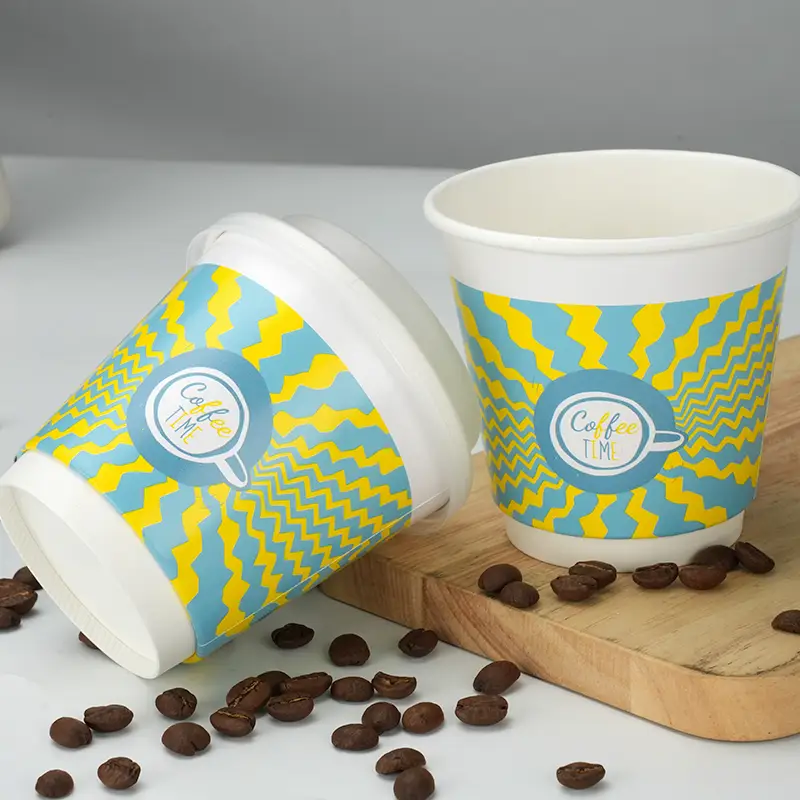 Tvöfaldur lag pappírsbollar 8/24 stk einnota pappírsbollar fyrir innanríkisskrifstofupartý brúðkaup kaffihús veitir mjólkur te bolla 1