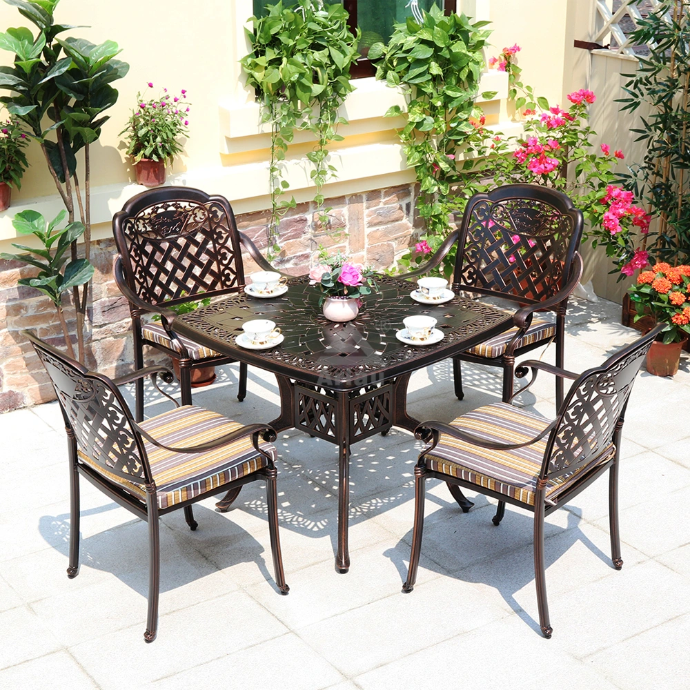 Cast aluminum furniture iron leisure table and chairs five-piece combination outdoor parasol 1