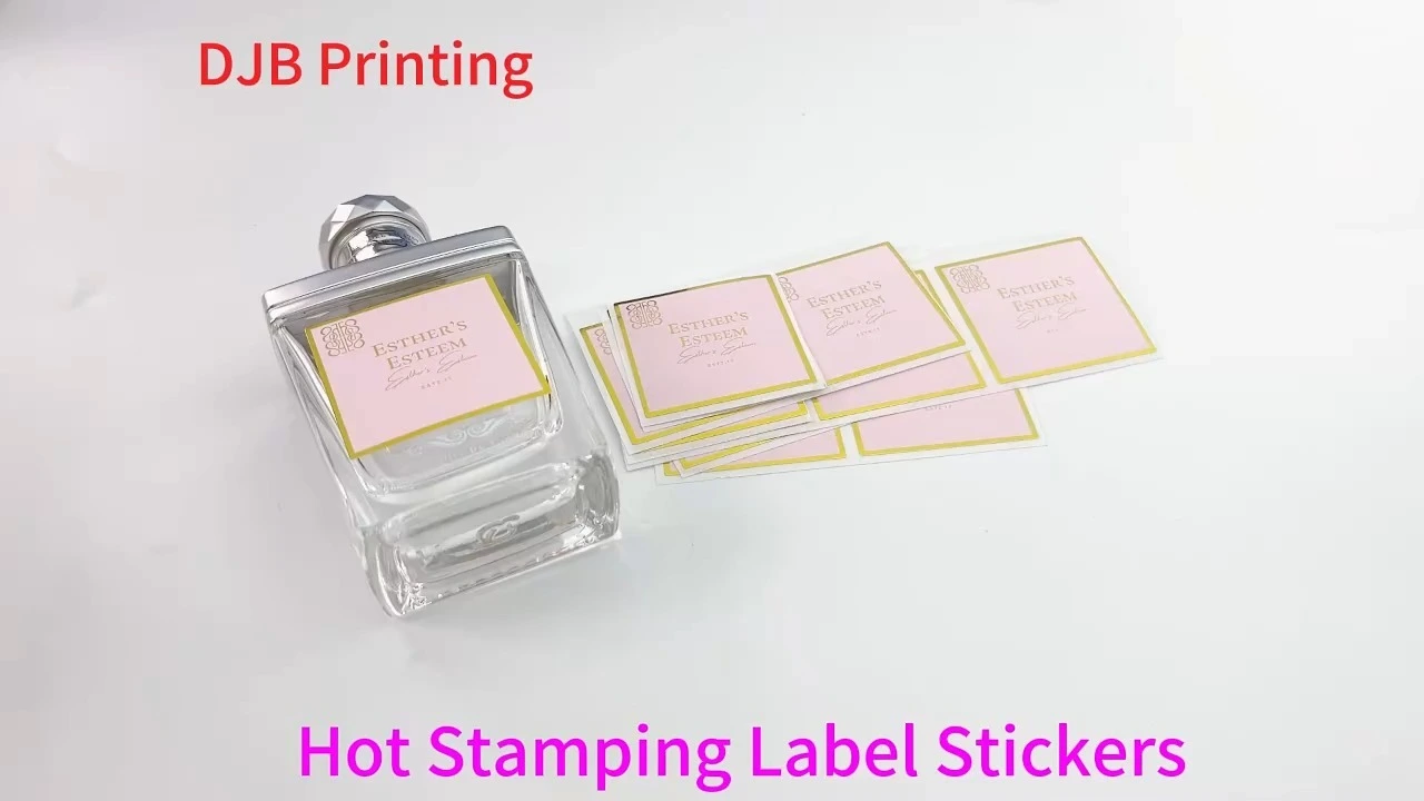 Pegatina personalizada pegatinas de etiqueta de perfume personalizadas en papel de textura, barniz mate, estampado en caliente e impresión en color de manchas pegatinas personalizadas para perfume/ fragancia botella adhesiva personalizada adhesiva 1