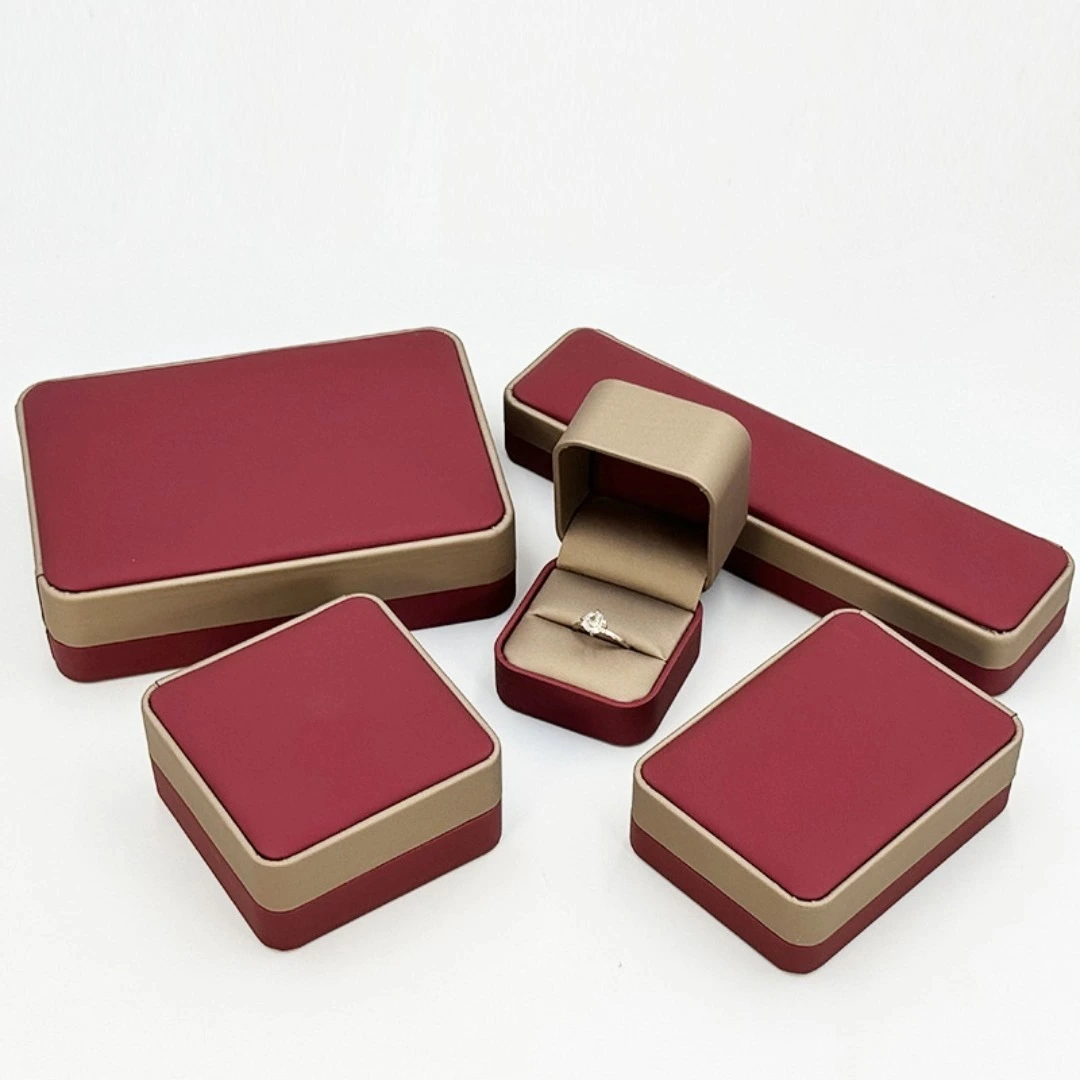 PU leather rounded corner two-color jewelry organizer ring necklace earrings bracelet jewelry gift box 1