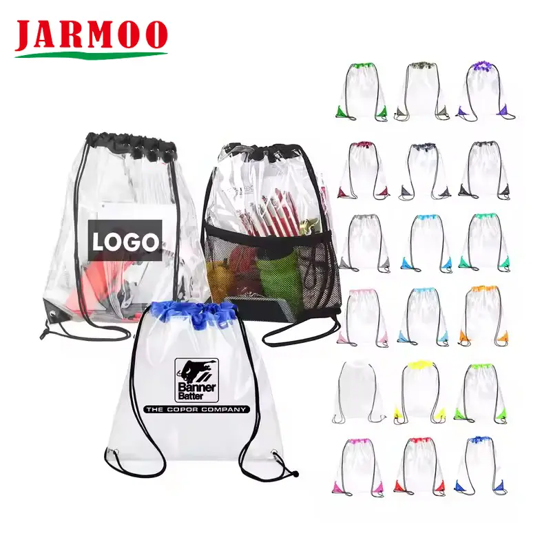 Mochila de cordão à prova d'água transparente personalizada 1