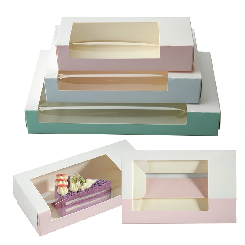 Reine farbbare Kuchenboxen mit Fenster Bäckerei Boxen Gebäckbox für Kuchenschokoladen Cupcakes Geschenkverpackungspapierboxen 1