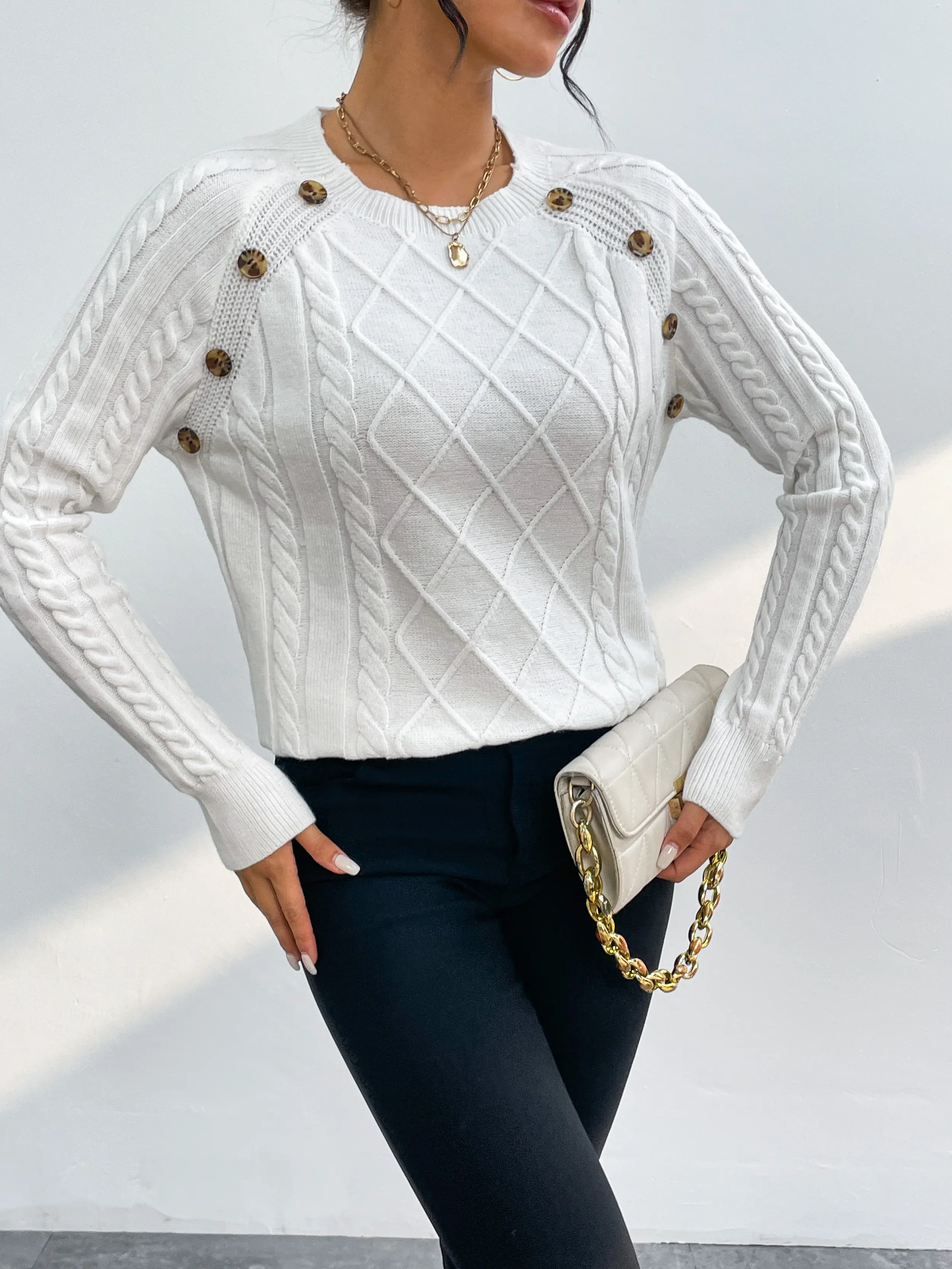 Fan Flo Cable Knit Pullover Sweater Factory 5
