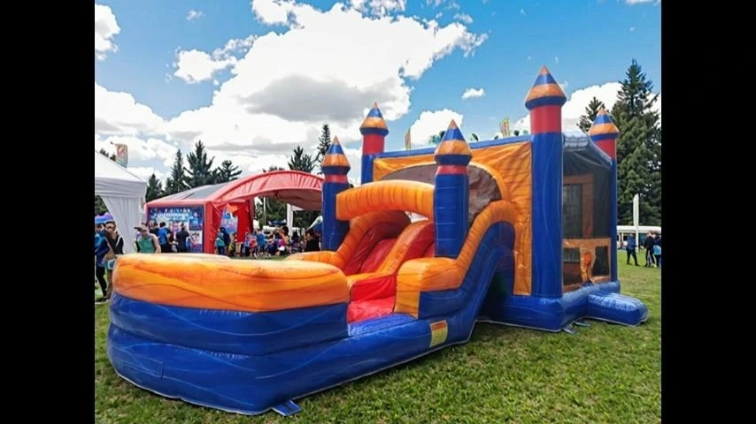 Maison de rebond gonflable pour enfants avec toboggan pour le plaisir d'été 1