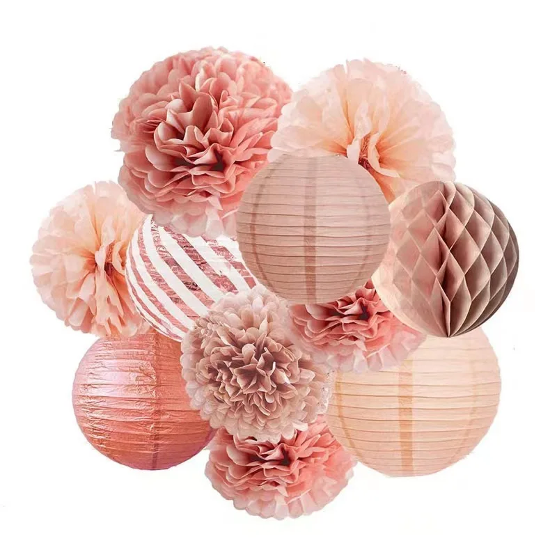 Magic Lights Pink Tissue Paper Pom Poms for Birthday Party Wedding Baby Shower Decorations for Girl 1
