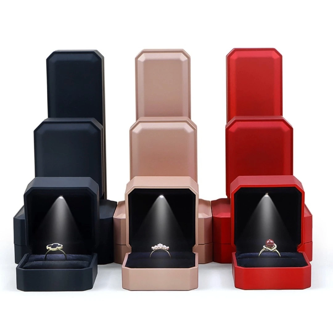 High-grade painted octagonal convex edge LED light-emitting jewelry box ring necklace bracelet earrings jewelry gift box 1