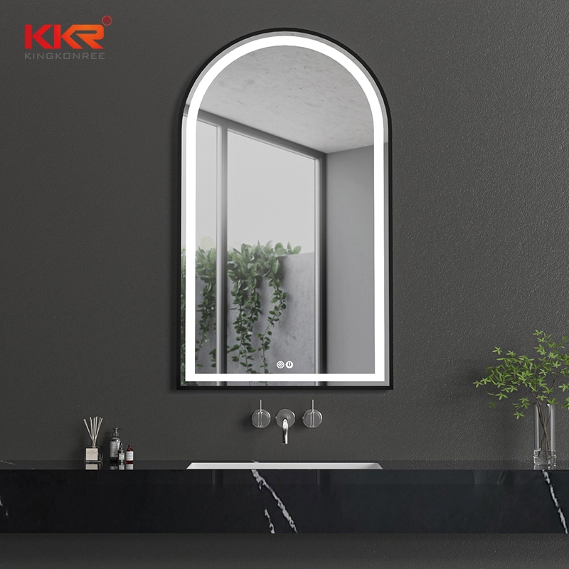 Modern Half-Round LED Bathroom Mirror Luxury Wall-Mounted Makeup Mirror for Hotels & Bedrooms