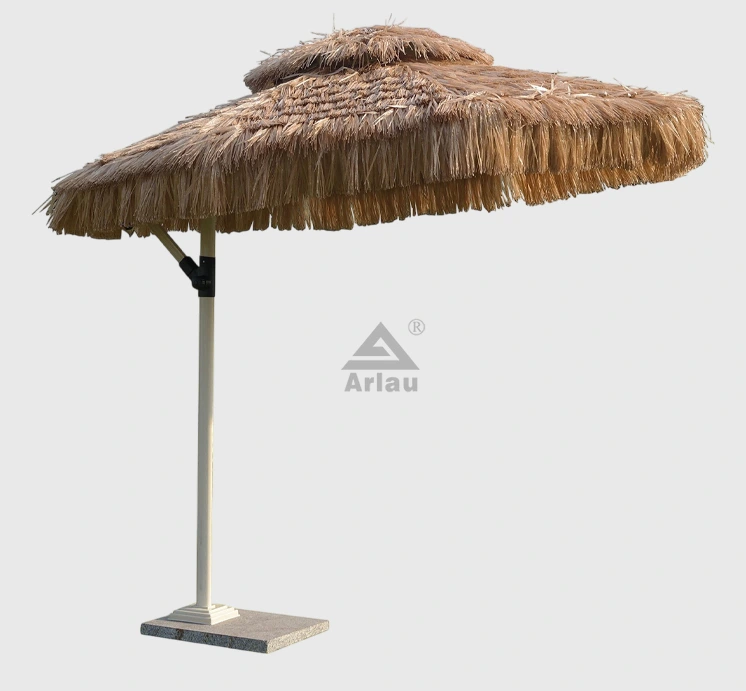 Outdoor folding beach straw thatch scenic area parasol villa courtyard sun umbrella 1
